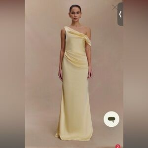 Meshki One Shoulder Butter Yellow Dress never worn before
